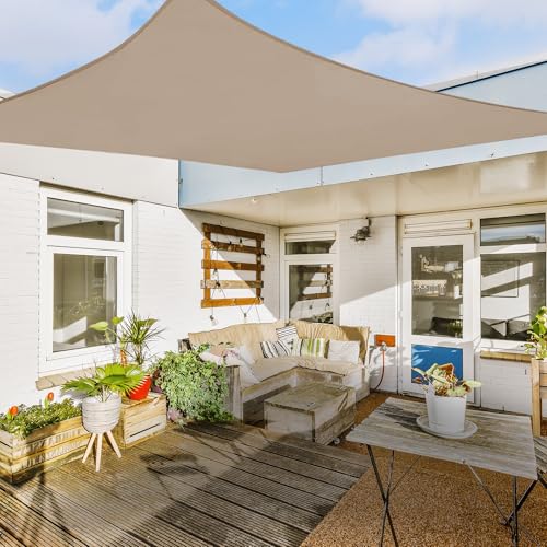 hanSe Sonnensegel rechteckig, Segeltuch Rechteck, 4x5m in Taupe, aus HDPE Gewebe, wetterbeständig mit UV Schutz und Sonnenschutz für Garten, Balkon und Terrasse