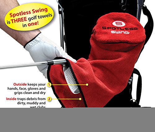 Spotless Swing Brightspot Solutions Premium Multi-Use Golf Towel, Black With Red Trim #TOP6