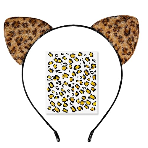 NESTRE Leopard Ears Headband with Face Stickers