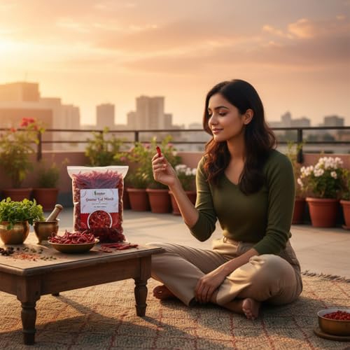 Image of Avlokan Guntur Stemless Red Chilli - 100% Natural, Hot & Spicy Dried Red Chilli | Guntur Sabut Lal Mirch (Guntur Stemless Red Chilli, 500 grams)