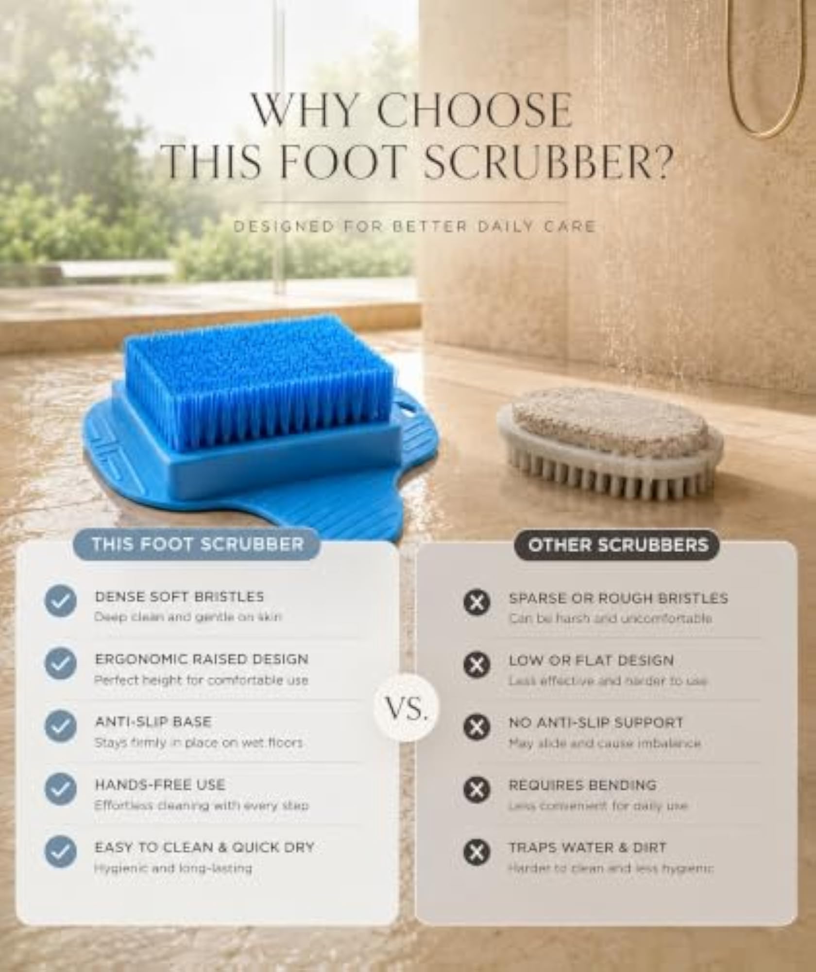 Premium Silicone Shower Foot Scrubber Mat with Suction Cups