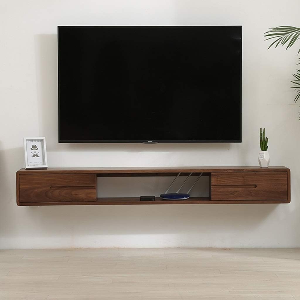 Streema art Solid Sheesham Wood Entertainment Floating Tv Unit for Living Room | Floating Media Tv Cabinet | Open Shelf & 2 Door Drawer Storage (120 cm Length)-image-22