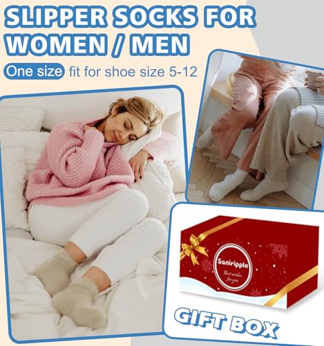 Image of Slipper Socks for Women Men Grip Hospital Socks with Grips Fuzzy Non Slip Warm Womens Gifts
