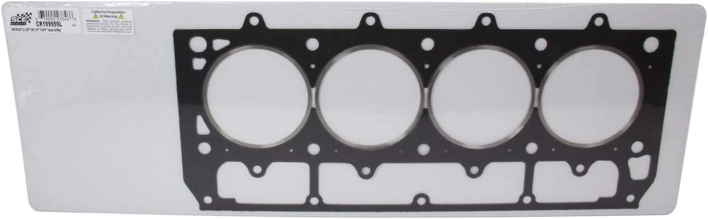 SCE Gaskets Cylinder Head Gasket, Vulcan Cut Ring, 3.977 in Bore, 0.059 in Compression Thickness, Driver Side, Composite, GM LS-Series, Each