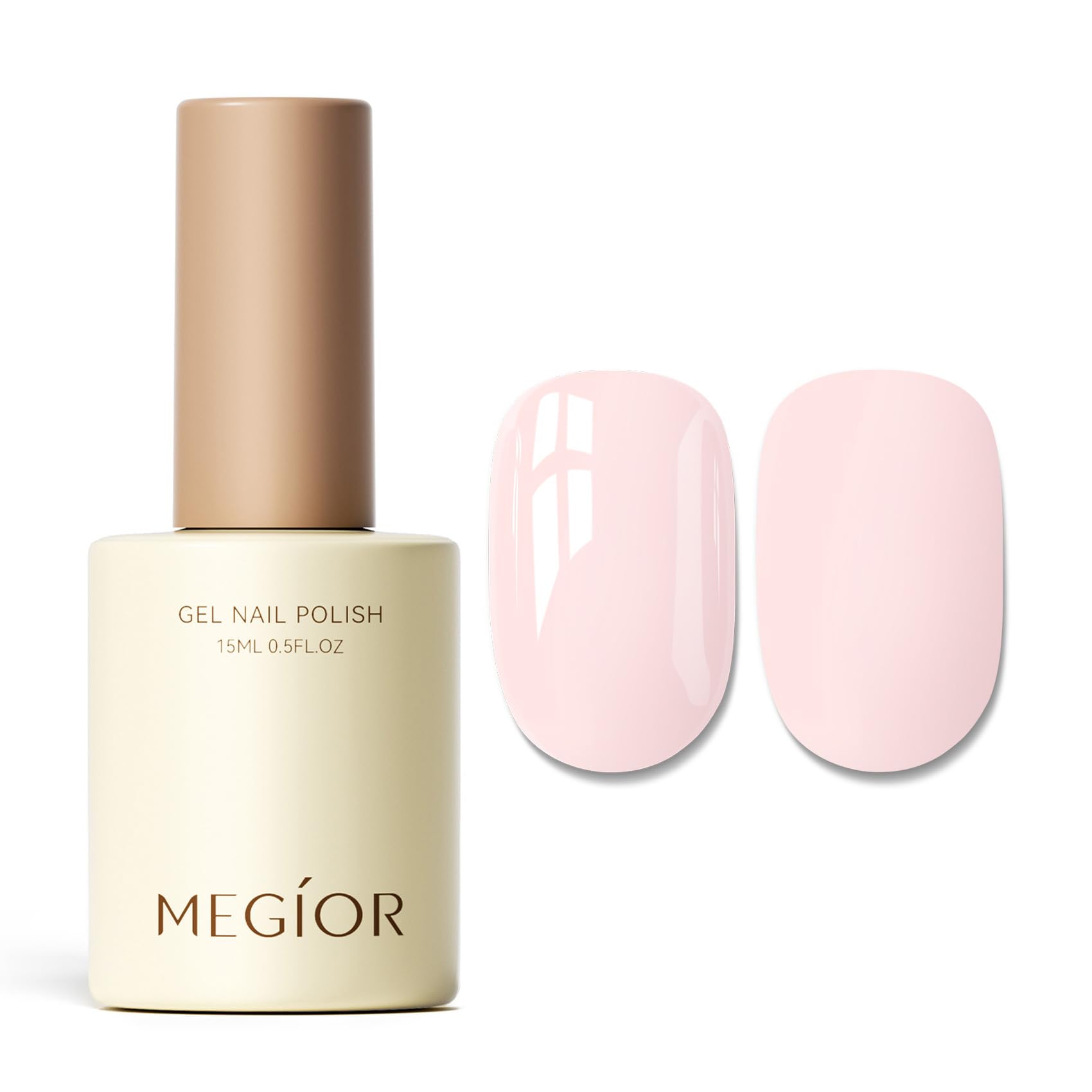MEGIOR Creamy Pink Gel Nail Polish 15ML Pink Soak Off UV Light Cure Gel Polish Nail Art Manicure Salon 0.5 Fl Oz for Women Girls Home DIY