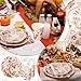 Sliner 350 Pcs Holiday Paper Plates and Napkins Set Disposable Tableware Dinnerware Party Supplies 100 Plate 50 Cup 50 Napkin 50 Sets Knives Fork Spoon for 50 Guest (Retro Colors,Fall Floral)