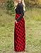 MEROKEETY Women's Plaid Long Sleeve Empire Waist Full Length Maxi Dress with Pockets