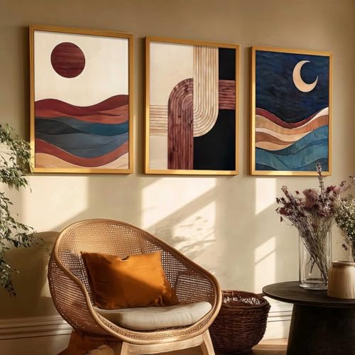 Image of kotart Boho Art Home Decoration Painting | Paintings With Frame For Living Room Bed Room Hotel Wall Decor Digital Reprint Set of 3 (10X13 inch)