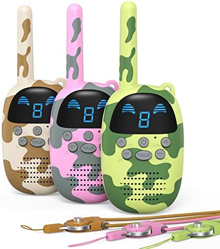 GOCOM Walkie Talkies for Kids, Kids Toys Handheld Child Gift Walky Talky, Two-Way Radio Boys & Girls Toys Age 3-12, for Indoor Outdoor Hiking Adventure Games 3 Pack