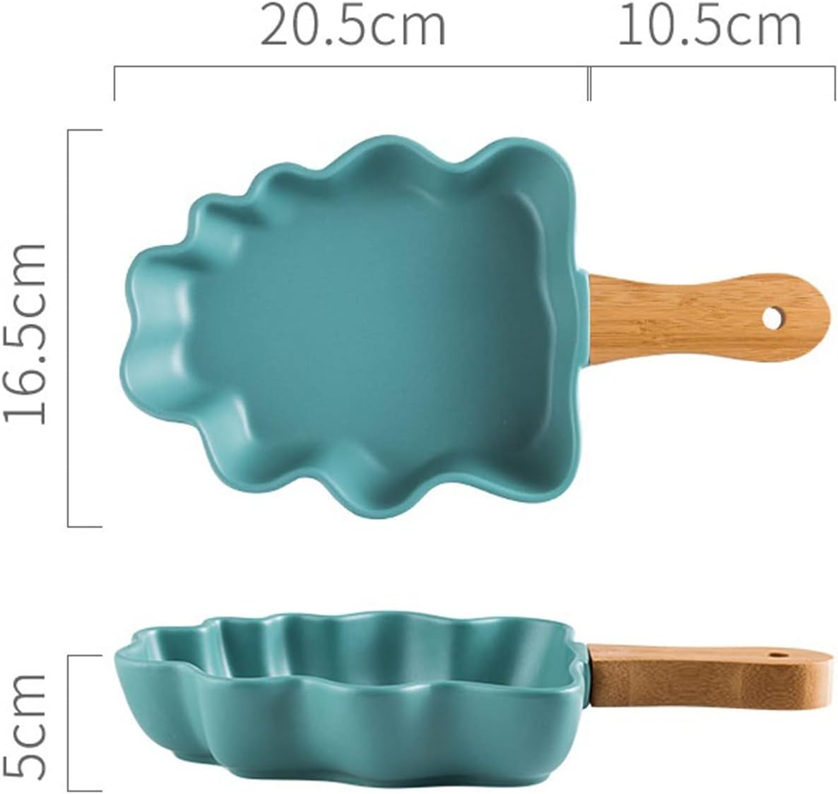 Baking Dish 2 Pcs Ceramic Baking Dish Creative Tree Plates with Wooden Handle Large Salad Snack Dessert Dishes Baking Bowl Kitchen Tableware Bakeware (Color : Black) (Black)
