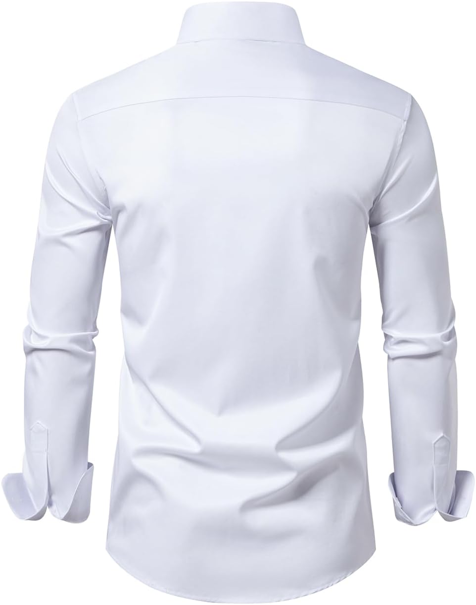 BUXKR Men's Wrinkle Free Slim Fit Dress Shirts Formal Long Sleeve Button Down for Wedding Business - Image 6