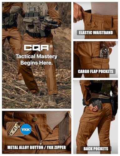 Image of CQR Men's Flex Ripstop Tactical Pants, Water Resistant Stretch Cargo Pants, Lightweight EDC Hiking Work Pants