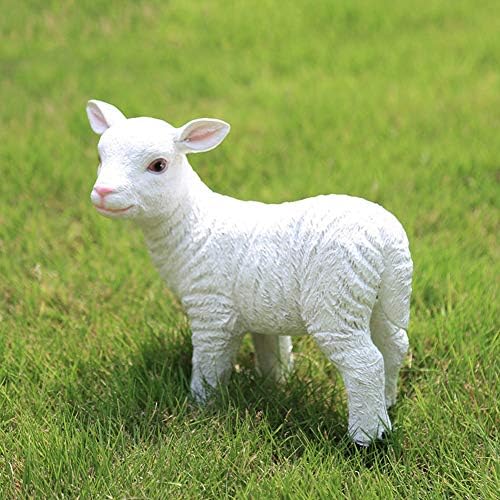 XY&YD Artificial Sheep Garden Statue,Waterproof Resin Lamb Sculpture,Yard Decorative Art Accent,Backyard Figurine,for Outdoors Lawn Decoration B 21x8x22cm(8x3x9inch)