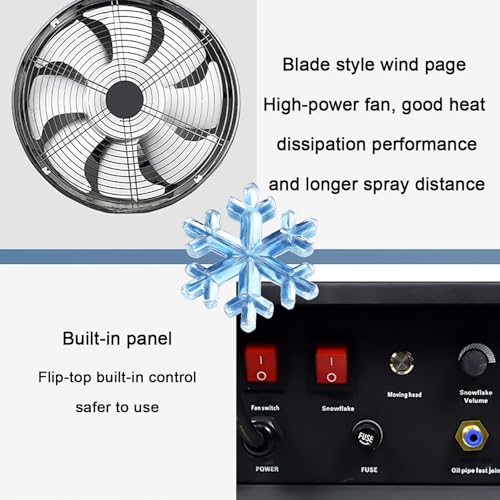 Máquina de nieve para exteriores, máquina de copos de nieve con cabeza oscilante de 4000 W y control remoto inalámbrico, ángulo ajustable 360° miniatura 4