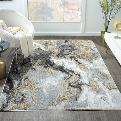 LUXE WEAVERS Marble Swirl Abstract Area Rug, Smoke 6x9
