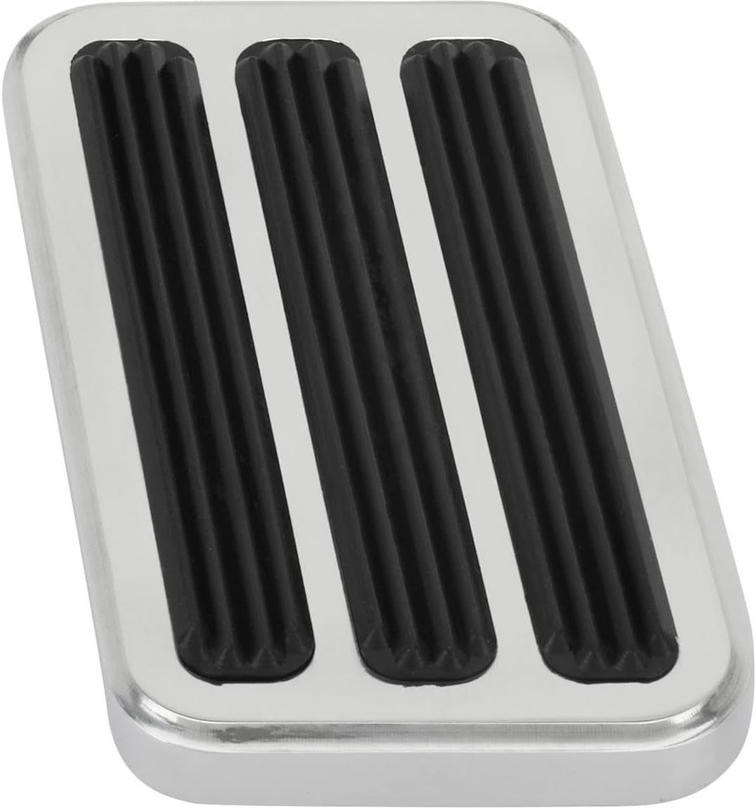 Speedway Motors Universal Polished Aluminum Brake Pedal Pad with Non-Slip Rubber Inserts, 4-1/8” x 2-1/2” Cover for Street Rod, Hot Rod, & Custom Car Applications, Polished Finish