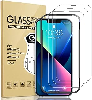 Yastouay iPhone 13/ iPhone 13 Pro/iPhone 14 Screen Protector Tempered Glass 6.1-Inch, Full Coverage, Easy Installation Kit, 9H Hardness, Anti-Scratch, HD-Clear, Bubble Free, Case-Friendly, 3-Pack