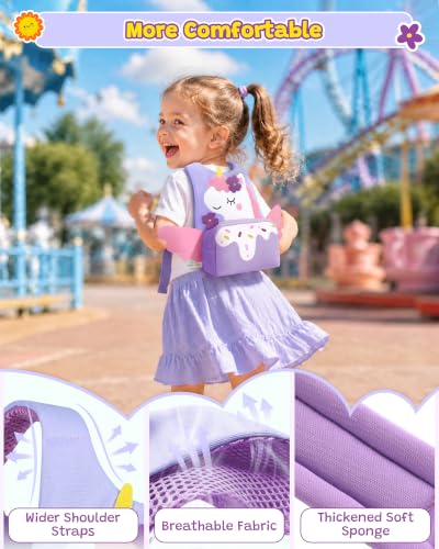 Image of Dr.meter 3 in 1 Toddler Harness Leash with Key Lock for Girls Cute Unicorn | Kid Safety Harness Tether for Girl+ 8.2ft Anti Lost Wrist Link Child Protective Leashes While Walking for Outdoor Activity