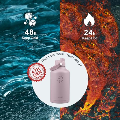 Image of BUZIO 64 oz Insulated Stainless Steel Water Bottle with Dust-proof Lids