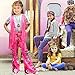 XonyiCos 8 Pcs Girls Kids 60s 70s Hippie Costume Disco Outfits Fringe Vest Boho Bell Bottoms Hippie Outfits Accessories Set (Pink, 7-8 Years)
