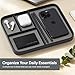Nordik Leather Valet Tray - Pebble Black - 9.5 x 7.9 Inch Medium Vegan Leather Tray - Stylish Nightstand Organizer for Men - Modern Bedside Caddy - EDC Catchall for Key Watch Wallet Jewellery