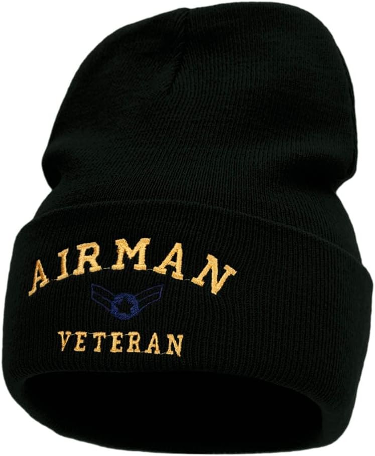 e4Hats.com Airman Veteran Embroidered Long Knitted Beanie