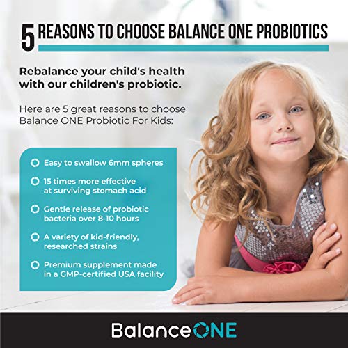 Balance One Probiotic For Kids, 2 Month Supply, Children’s Gut Health And Digestive Support, Time Release 15X More Effective, Shelf Stable, Sugar Free Kids Probiotic, 60 Easy To Swallow Tablets #TOP4