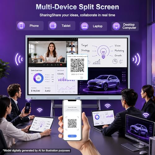 Image of Smart Board Collaboration Hub, 55 inch Digital Interactive Whiteboard Display with 4K Touchscreen, Dual System, Electronic Smartboard for Classroom Office Home(Wall Mount Included)
