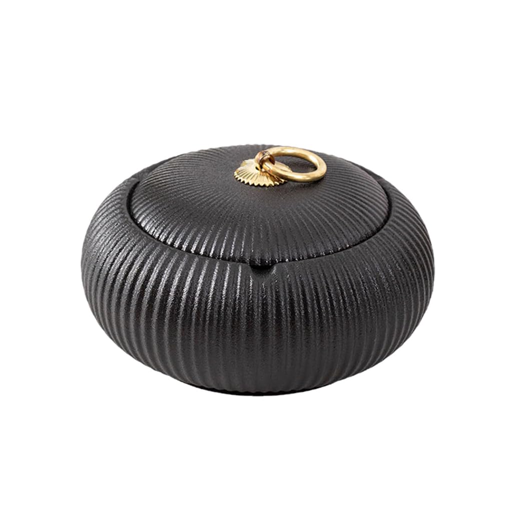 GVILTY Moderno Posacenere di Sigaretta in Ceramica in Ceramica con Coperchio, Posacenere da Sigaretta da Tavolo per Interno Esterno E Decorativo Tavolo da Tavolo da Black
