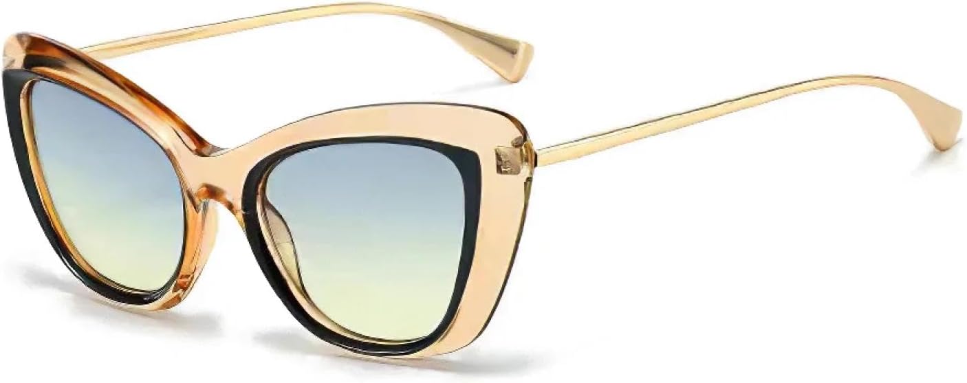 Sunglasses for Women Fashionable Cat Eye Shaped Golden Framed Glasses with High-end