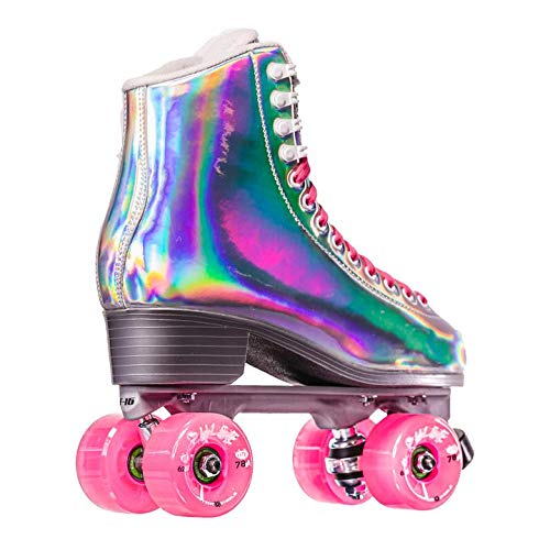 Jackson Ultima Evo Viper Nylon Outdoor Roller Skates, Women’s Size 9, Hologram with Pink Pulse Lite Wheels