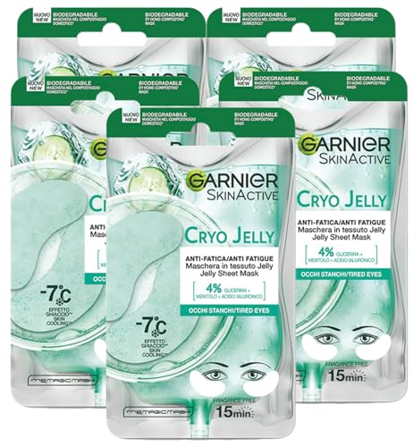 Garnier Cryo Jelly Augenmaske Augenseide Skaming in Bianchy Crectable Anti-Fatic Effect mit Hyaluronsäure Discan Doccan Window Vegan - 5 Packs 1 Anwendung