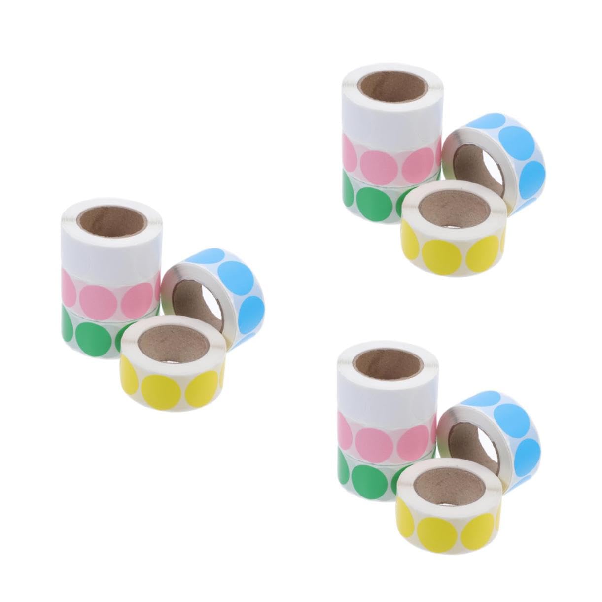 15 Etichette Rotonde Autoadesive Colorate Piccole Stickers Punti Termiche Resistenti per Organizzazione Scuola Ufficio Bianco Giallo Rosa