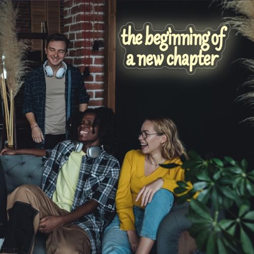 Image of The Beginning of A New Chapter Neon Sign for Wall Decor Dimmable Wedding Neon Sign for Retirement Graduation Wedding Background Board Party Decorations