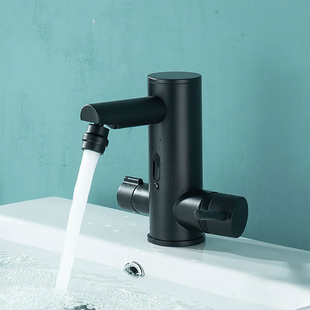 Grifo para Lavabo de baño sin Contacto con Sensor automático, grifos para Fregadero de inducción manuales y automáticos de Alta Velocidad, grifos mezcladores para Lavabo con 2 Asas y 1 Orificio