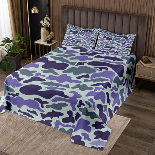 jejeloiu Camo Fish Hunter Bedspread Twin Size Kids Bass Pike Fish Coverlet Set for Boys Girls Teens Camouflage Quilted Coverlet Soft Lightweight Microfiber Fish Hunting Room Decor Grey