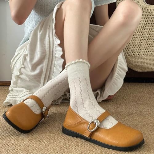 Niction Women's Ballet Flats Square Toe with Strap Mary Jane Shoes for Women Slip On Comfortable Dressy Dress Casual Shoes2