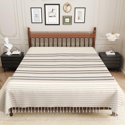 Image of 210 TC Cotton Bedsheet | Handmade Double Bedsheet | Handloom Bedsheets | Without Pillow Cover | Warm Double Bedsheet for Winter | Bed Sheet Size (90X100 Inches, 7.5 x 8.3 Feet (Cool Grey1)