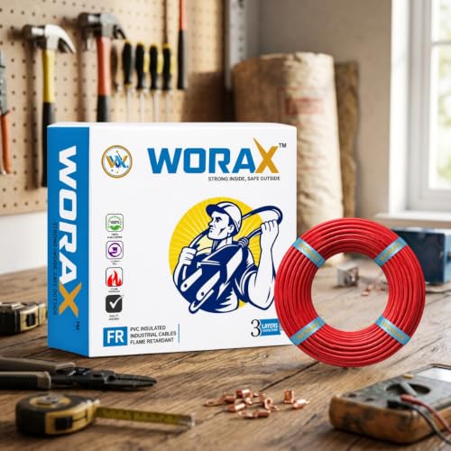Image of WORAX 1.5 Sq mm Red House Wiring Wire (90m) | Safe & Flexible Multi-Strand CCA Phase Cable | Ideal for Lights & Main Switches