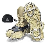 ☑【Crampones con 12 Dientes】Acero de manganeso de 12 dientes de alta resistencia, resistencia a bajas temperaturas, escalada antideslizante, resistente al desgaste, antioxidante y sin óxido.