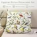 URBONUR 100% Cotton Pillowcases Set of 2 Queen Size Garden Leaves Birds Printed Pillow Cases Soft Breathable Pillowcase Decorative Pillow Cover (Queen, 20x30 Inches, Green Leaves)