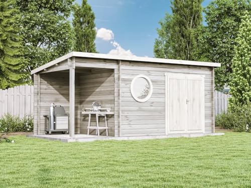 Alpholz Gartenhaus Maria-Rondo aus Massiv-Holz, Gerätehaus mit 44 mm...