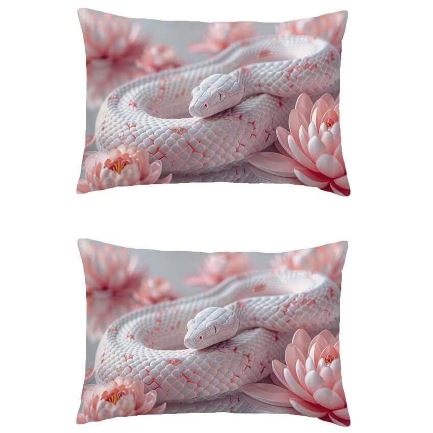 Housse de coussin 80x100cm imperméable en lin blanc avec motif serpent résistant à l'eau