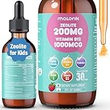 Zeolite Drops for Kids and Adults, 200mg Zeolite Liquid Drops with 1000mcg Vitamin B12, Organic Chlorella, 10 Billion CFU & Prebiotics for Gut Support & Speech, Immune, Bone, Energy*, Berry, 60ML