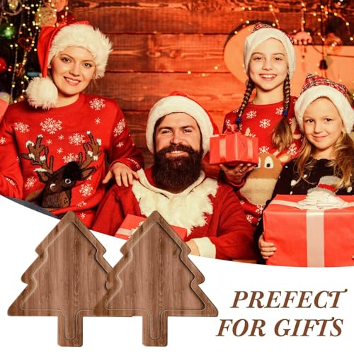 Ziliny 6 Pcs Christmas Appetizer Platter 12 Inch Christmas Cutting Board Acacia Serving Trays Wood Charcuterie Board Tray Snack Dessert Candy Dish Plate for Kitchen Gifts(Christmas Tree) miniatura 6