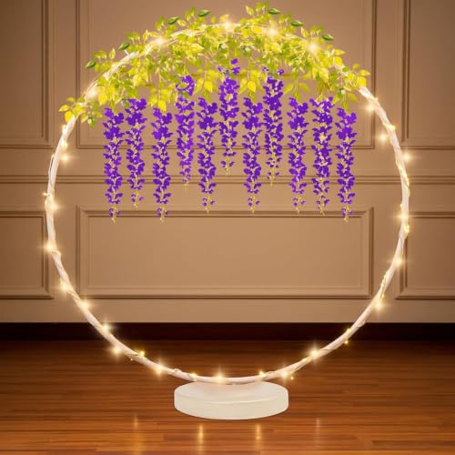 Image of SpecialYou Ganpati Decoration Setup for Home with PVC White Decorations Stand for Backdrop for Pooja, 3Mtr Light & 6 Purple Wisteria, Varalakshmi Pooja Decoration Items- 8Pcs