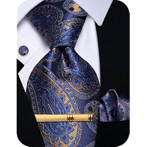 Silk Ties for Men Plaid Paisley Floral Necktie Pocket Square Cufflinks Tie Clip Set Wedding Party Business Formal
