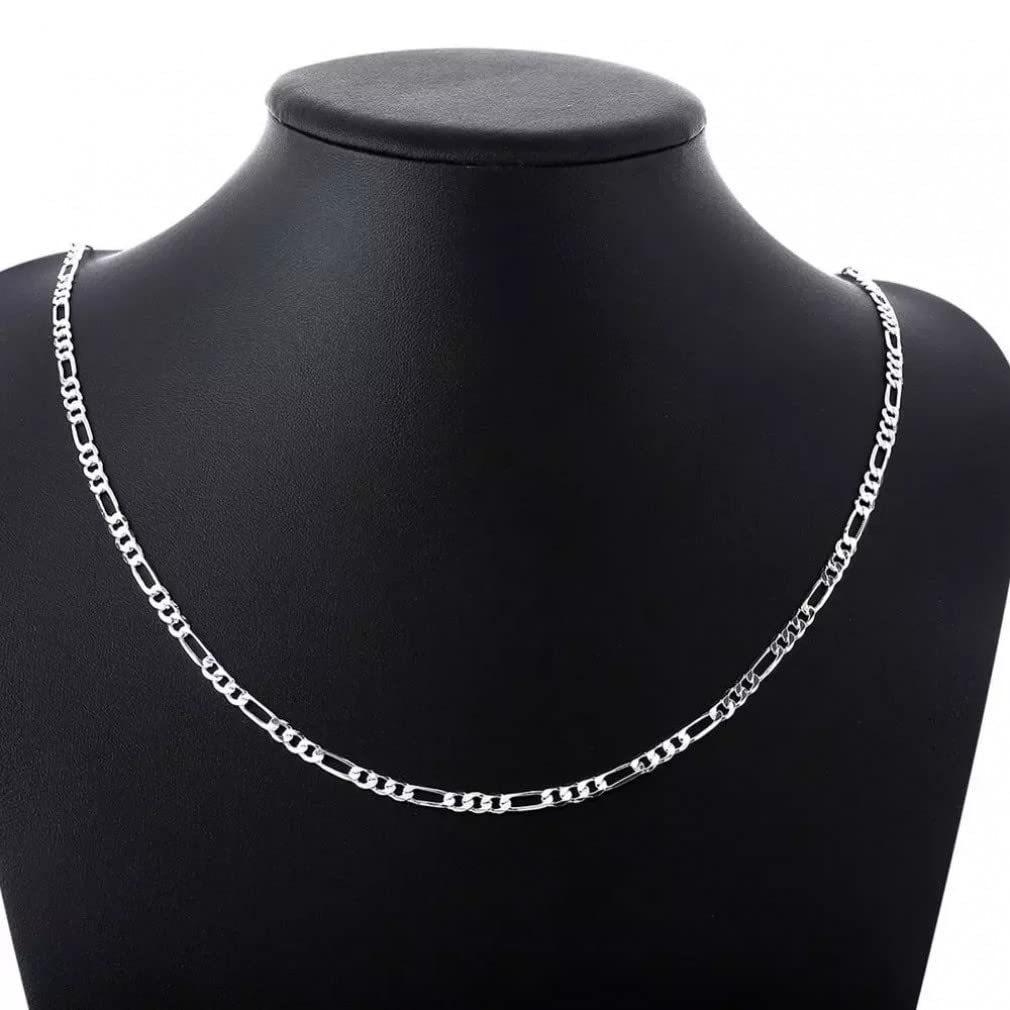 Pollici 4 mm Collana a Catena Laterale Piena Donna Regalo per Gioielli da Sposa