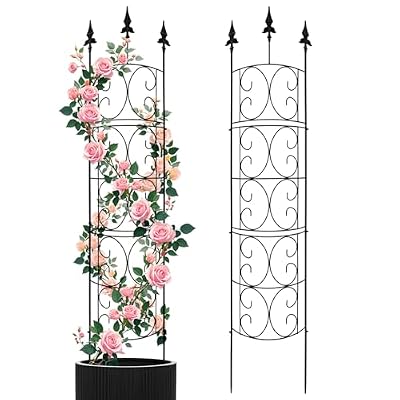 2 Pack 56.7'' H x 12'' W Garden Trellis for Climbing Plants Outdoor, Rustproof Metal Garden Flower Trellis, Rose Trellis for Outdoor Indoor Climbing Plants Clematis Vines Flowers Potted Plants, Tomato