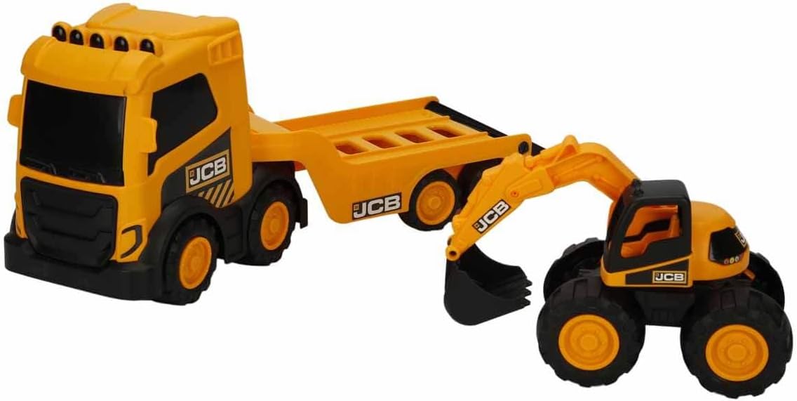 Teamsterz JCB Mega Transporter with Excavator, Yellow/Black